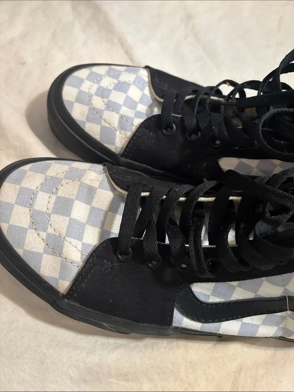 Vans Unisex Chukka Boots in Black and Light Blue Checkerboard